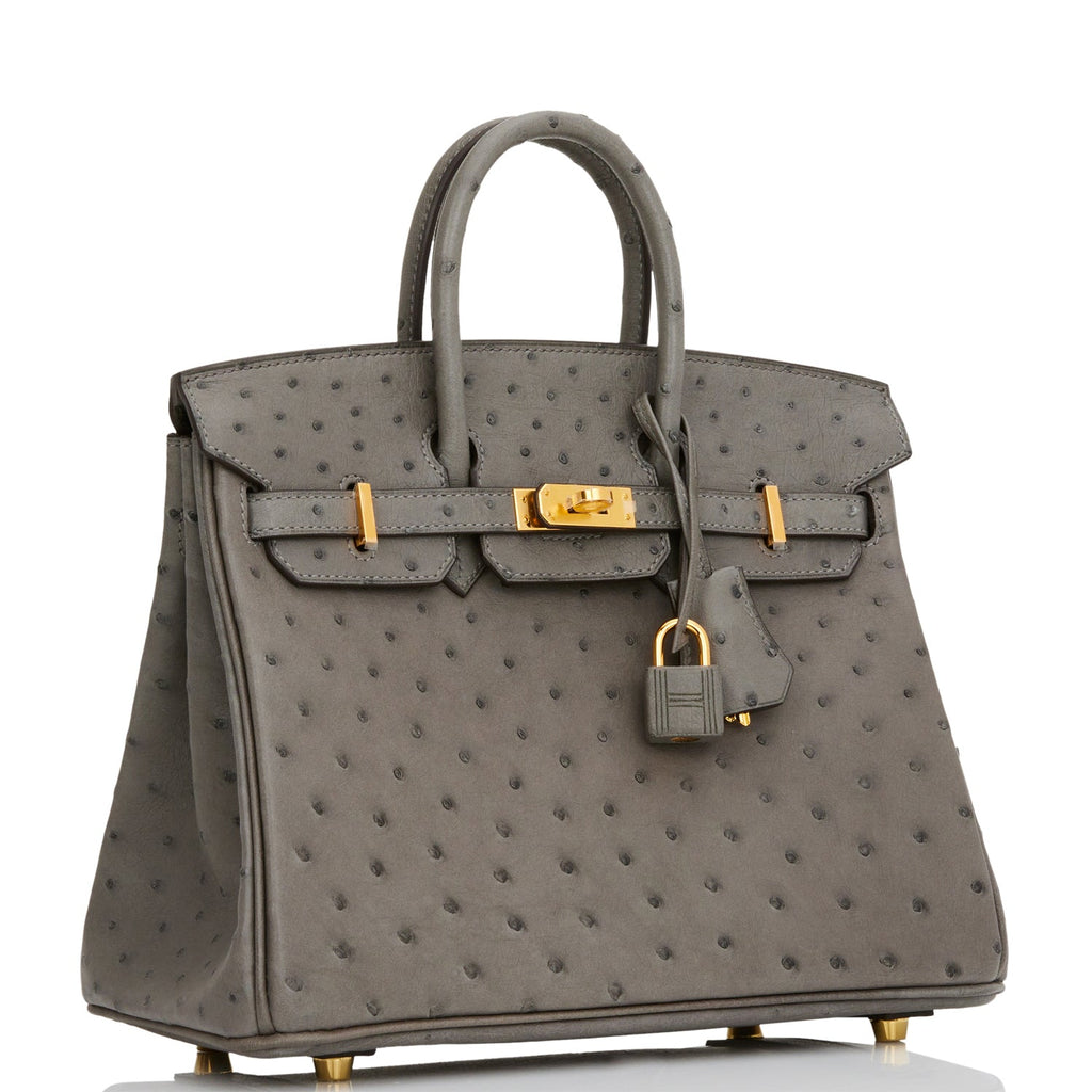 Hermes Birkin 25 Black Ostrich Gold Hardware – Madison Avenue Couture