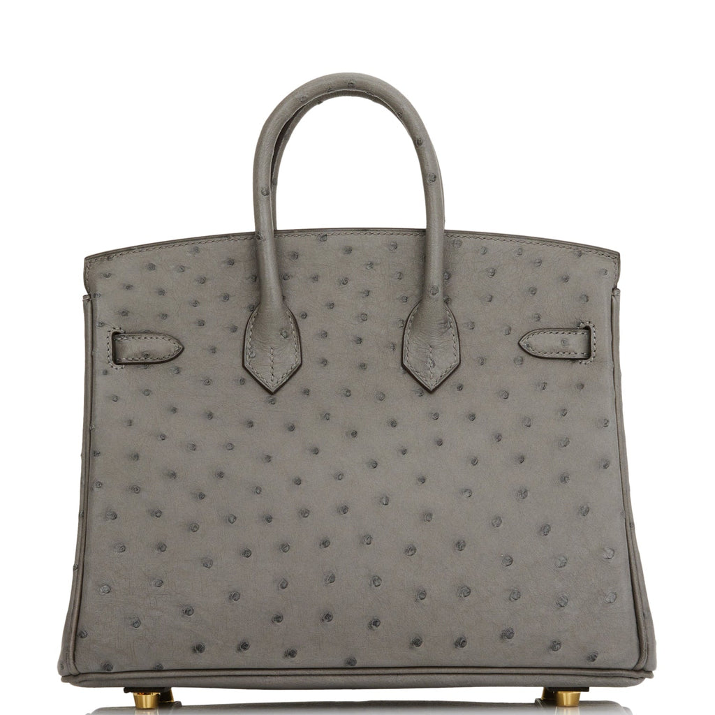 Sold at Auction: Hermes Birkin 25 Bag, Vert Verone Ostrich, Gold Hardware