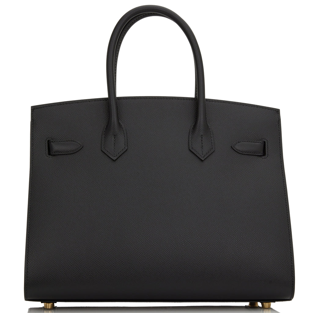 Hermes Birkin 30 Personal Spo Hand Bag Epson Black Orange R Carved Seal  Matte Gold Metal Fittings