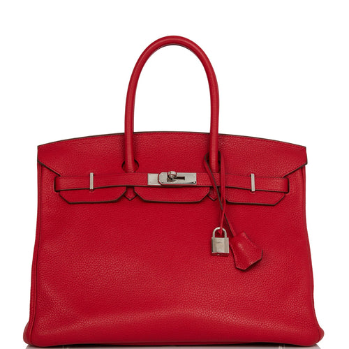 Pre-owned Hermes Birkin 35 Rouge Casaque Clemence Palladium Hardware