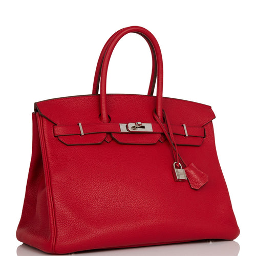 Pre-owned Hermes Birkin 35 Rouge Casaque Clemence Palladium Hardware