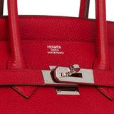 Pre-owned Hermes Birkin 35 Rouge Casaque Clemence Palladium Hardware