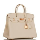 Hermes Birkin 25 Craie Togo Rose Gold Hardware