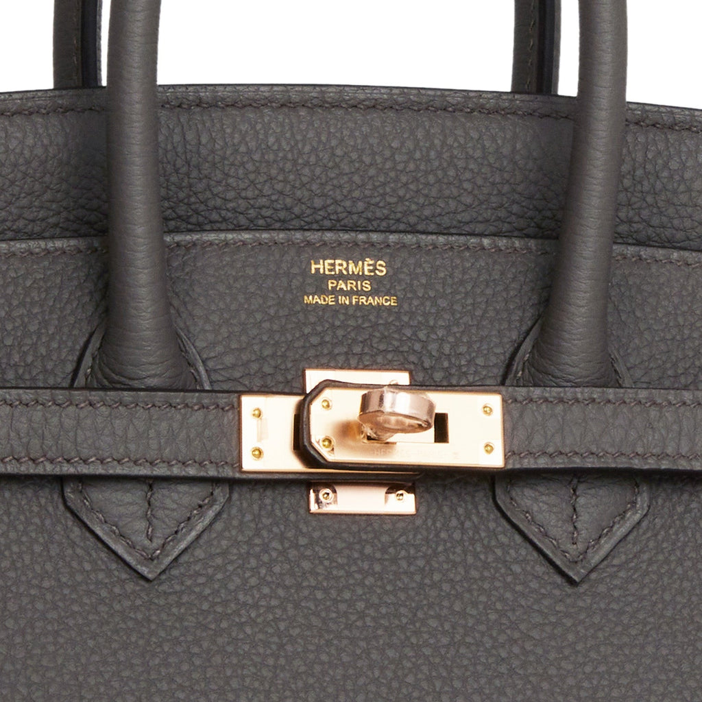 Hermes Birkin Handbag Grey Togo with Rose Gold Hardware 30 Gray