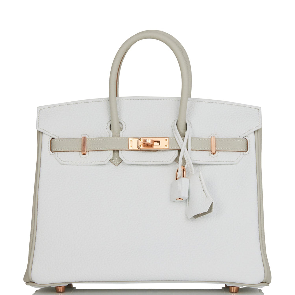 Hermès Birkin HSS 25 Blanc (White)/Gris Tourterelle Taurillon Clemence  Permabrass Hardware PER