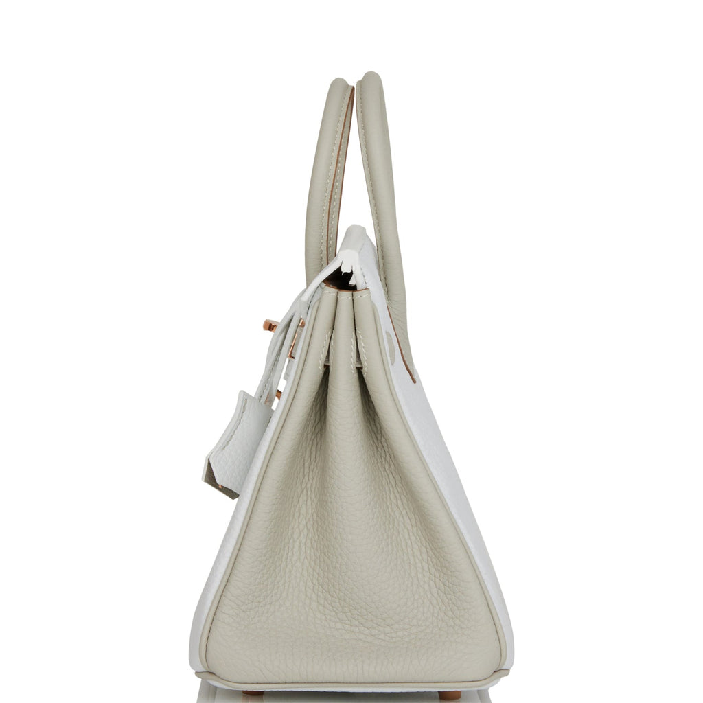 Birkin 25 HSS Rose Sakura & White Clemence Leather Bag – Soho Parì