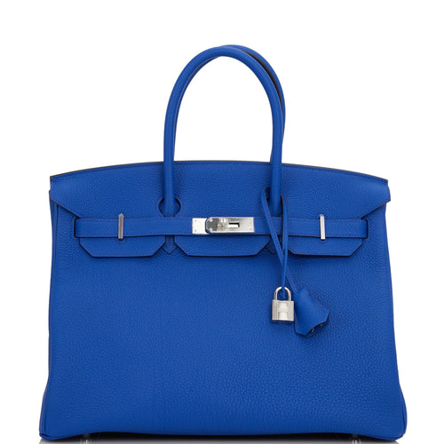 Hermes Birkin 35 Bleu Royal Togo Palladium Hardware