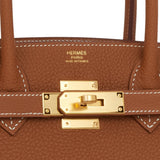 Hermès 3 En 1 Birkin 30 Gold Barenia Faubourg And Toile Bag With Gold Hardware