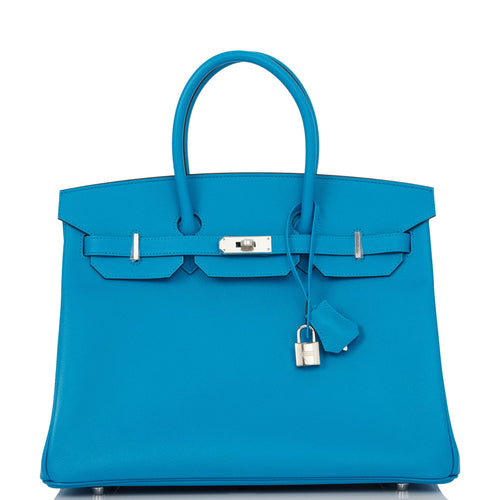 Hermes Birkin 35 Bleu Zanzibar Epsom Palladium Hardware