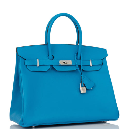Hermes Birkin 35 Bleu Zanzibar Epsom Palladium Hardware