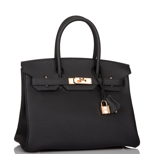 Hermes Birkin 30 Black Togo Rose Gold Hardware
