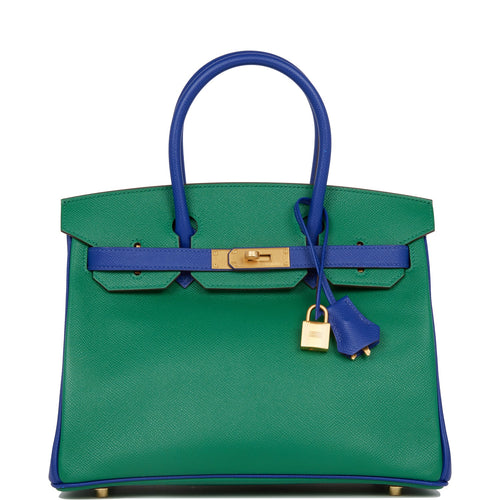 Hermes Birkin Bag 30cm Patchwork Emerald Green Crocodile Accent Palladium  Hardware