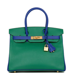 Hermes Birkin Handbag Vert Verone Togo with Gold Hardware 30