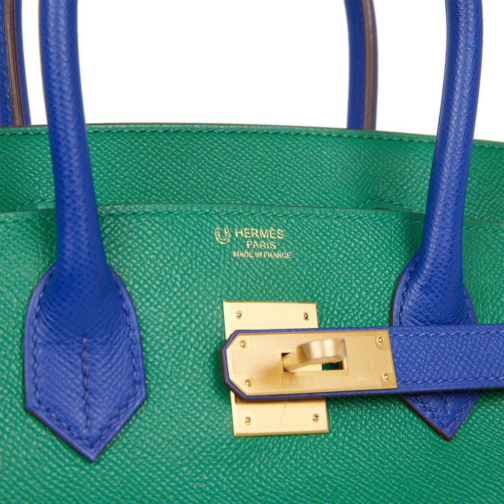 HERMES PHW Birkin 30 Handbag Veau Epsom Leather Vert Fizz Green