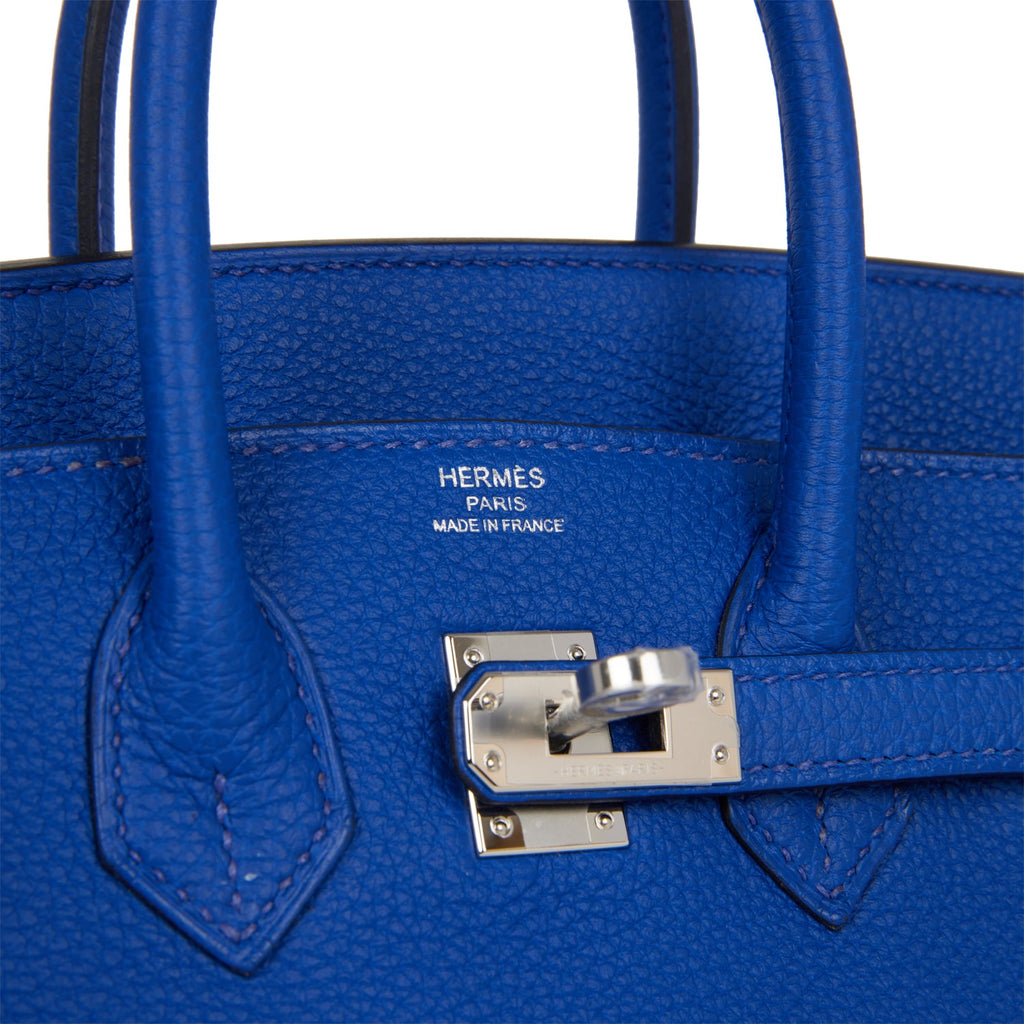 Hermes Birkin 25 Bleu Lin Verso Togo Palladium Hardware – Madison Avenue  Couture