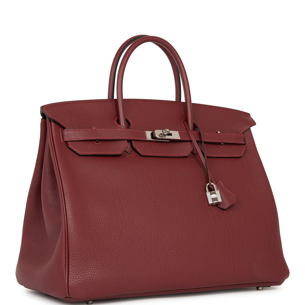 Hermès Rouge H Clémence Birkin 40 PHW - Handbag | Pre-owned & Certified | used Second Hand | Unisex