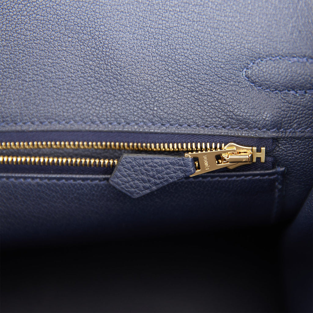 Hermes Birkin togo 2Z Blue nuit Gold Hardware 25cm Full Handmade -  lushenticbags
