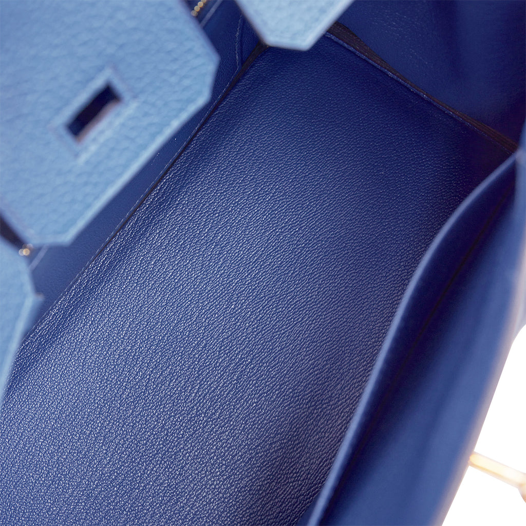 Hermes Birkin Handbag Blue Togo with Gold Hardware 25 Blue 213721152
