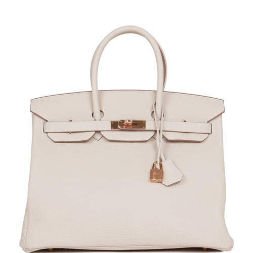 Pre-owned Hermes Birkin 35 Craie Togo Rose Gold Hardware
