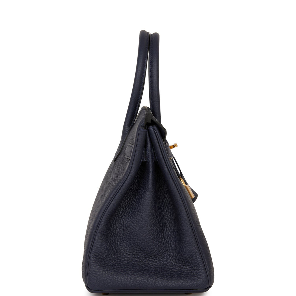 Hermes Birkin 30 Blue Nuit Togo Leather Gold Hw Handbag - Luxury Souq