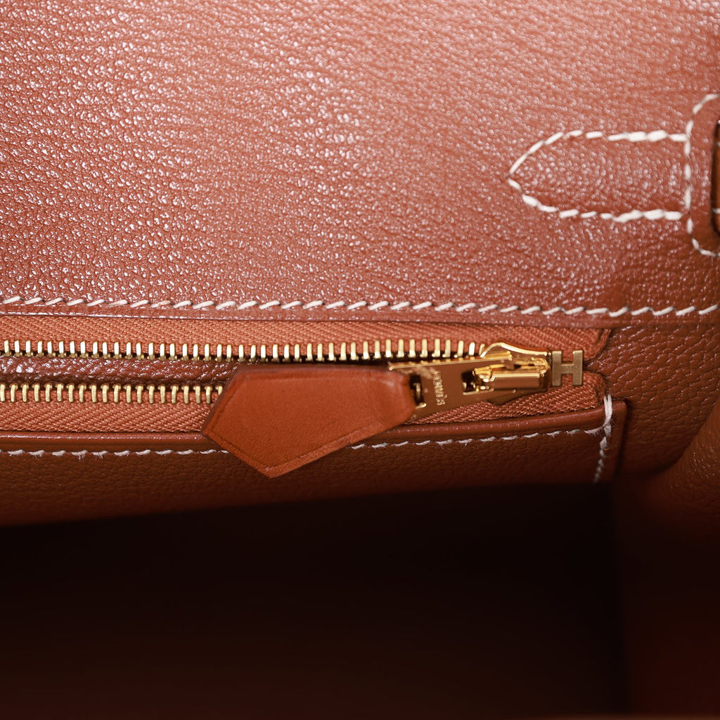 HERMÈS Birkin 25 handbag in Fauve Barenia leather with Gold