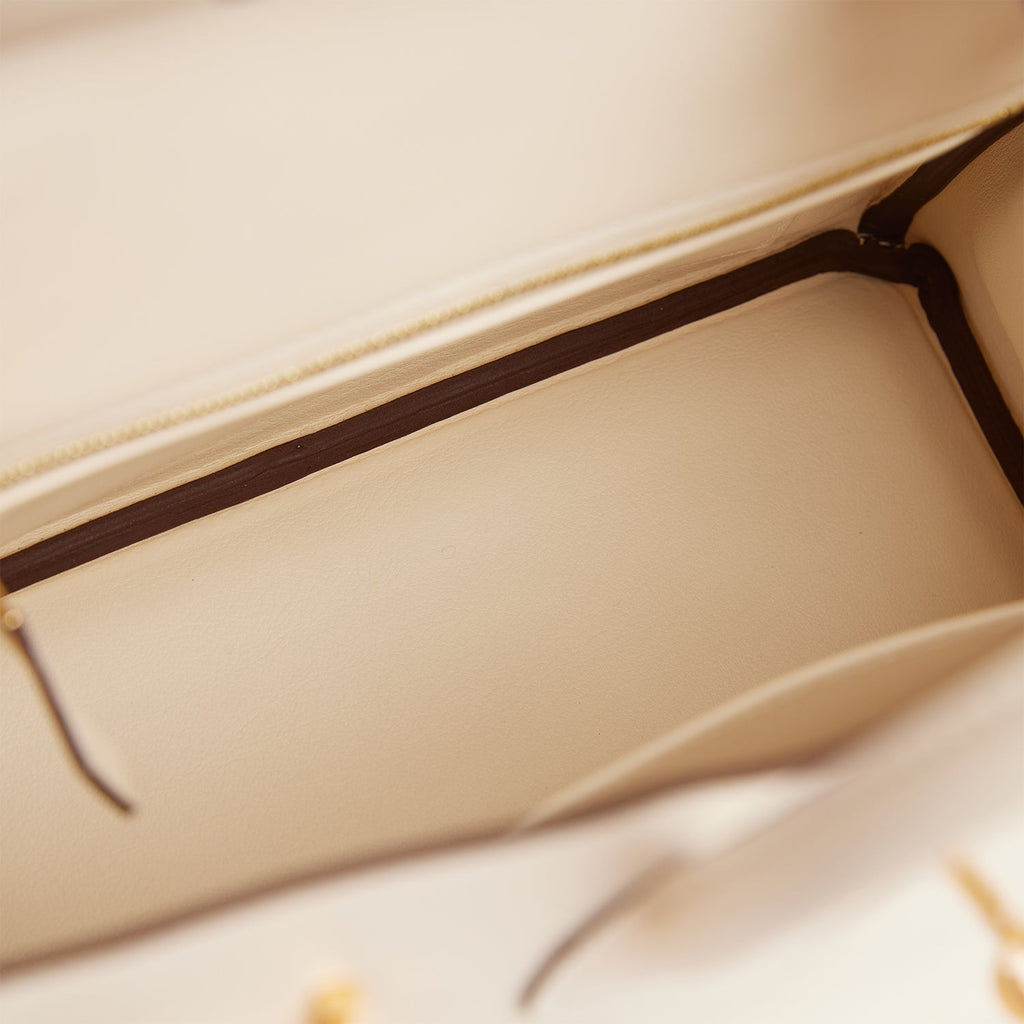 Hermès Birkin 25 Top Handle Bag In Nata Swift With Gold Hardware