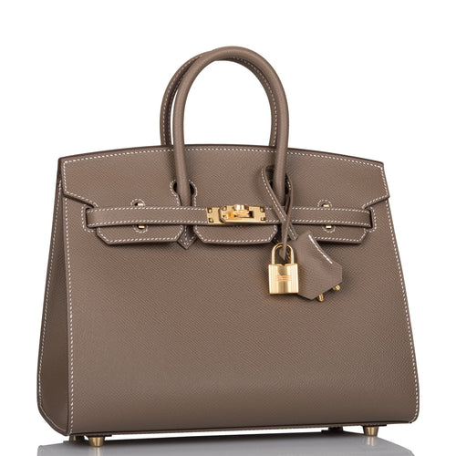 Hermes Birkin Sellier 25 Etoupe Epsom Gold Hardware
