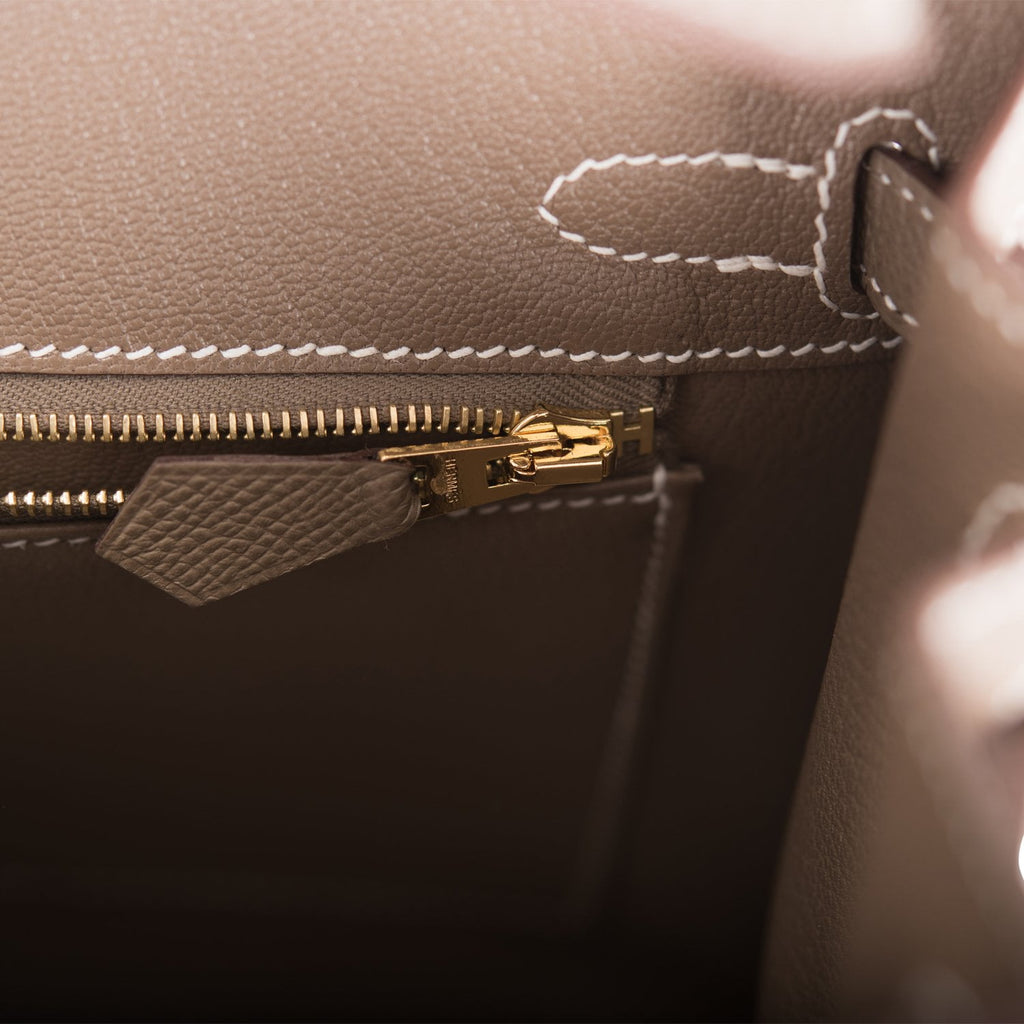 Hermes Birkin Sellier 25 Etoupe Gold Hardware Epsom Leather New w/Box –  Mightychic