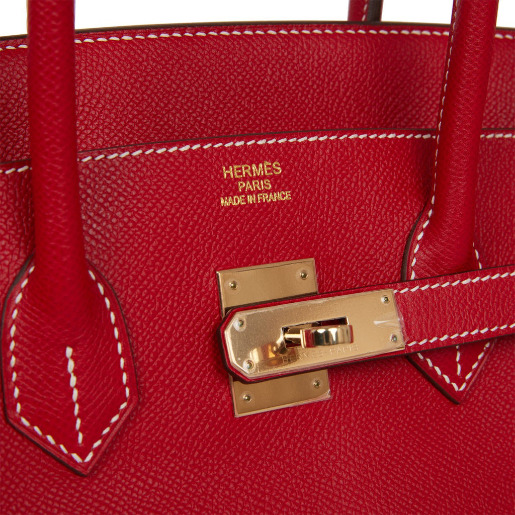 Pre-owned Hermes Birkin 35 Rouge Casaque Candy Epsom Permabrass Hardware