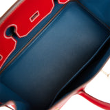 Hermès Birkin 35cm Candy Rouge Casaque/Bleu Thalassa Epsom Leather  Champagne Gold Hardware Stamp P 2012 - BoutiQi Bags