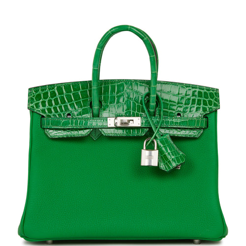 Hermes Birkin 25 Bambou Shiny Crocodile and Togo Touch Palladium Hardware