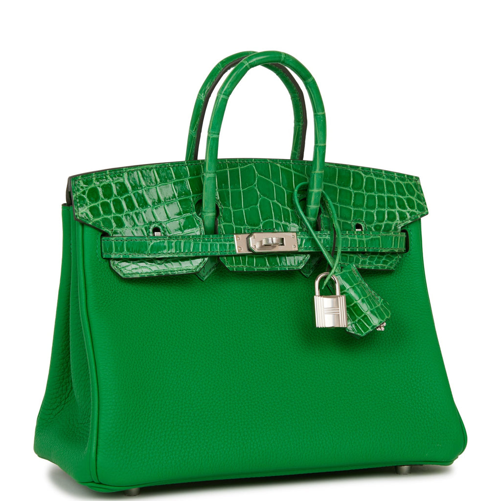 Hermès Birkin 25 Bambou (Bamboo) Green Togo with Palladium Hardware 