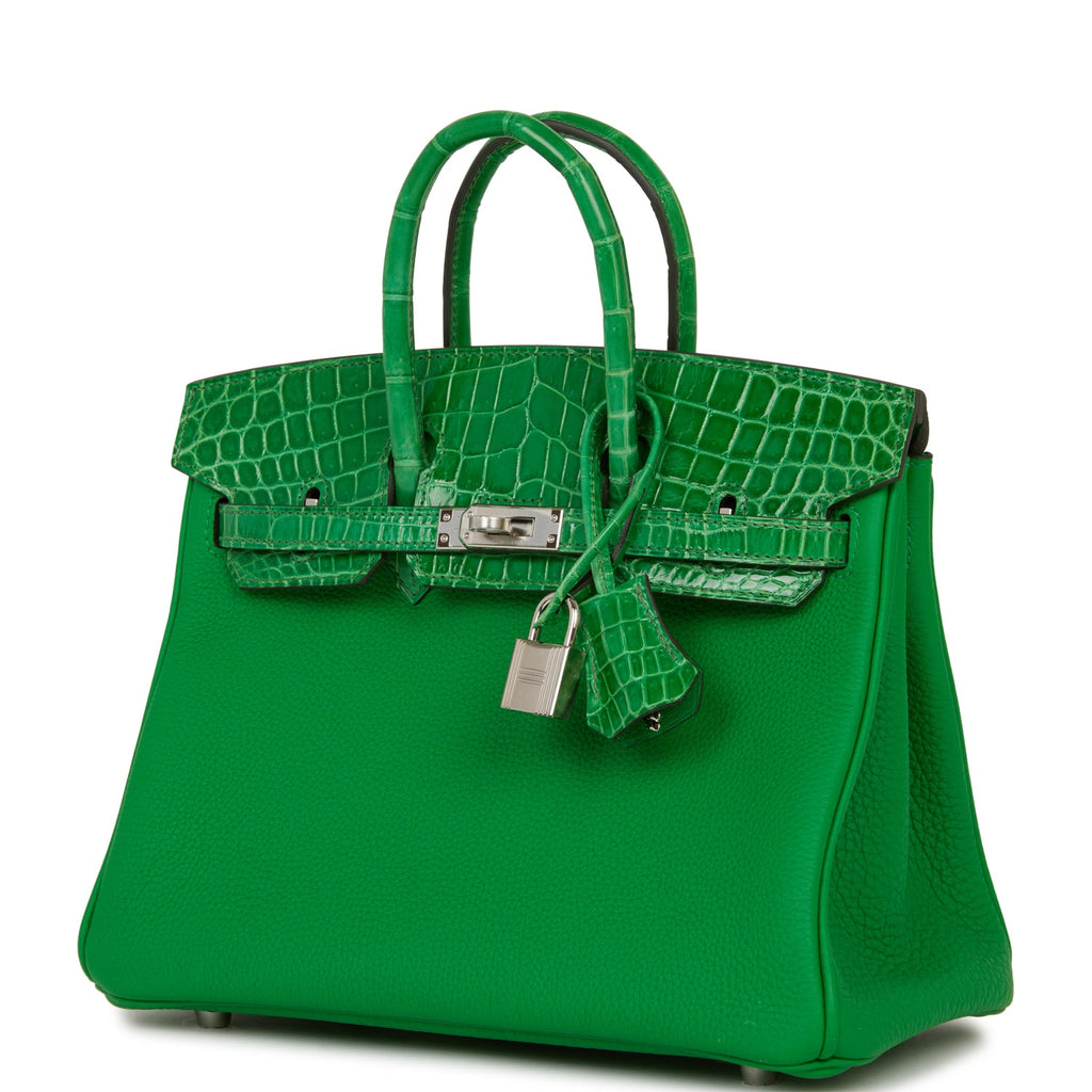 tas handbag Hermes Birkin 25 Touch Beton Togo Matte Alligator PHW #U  Handbag