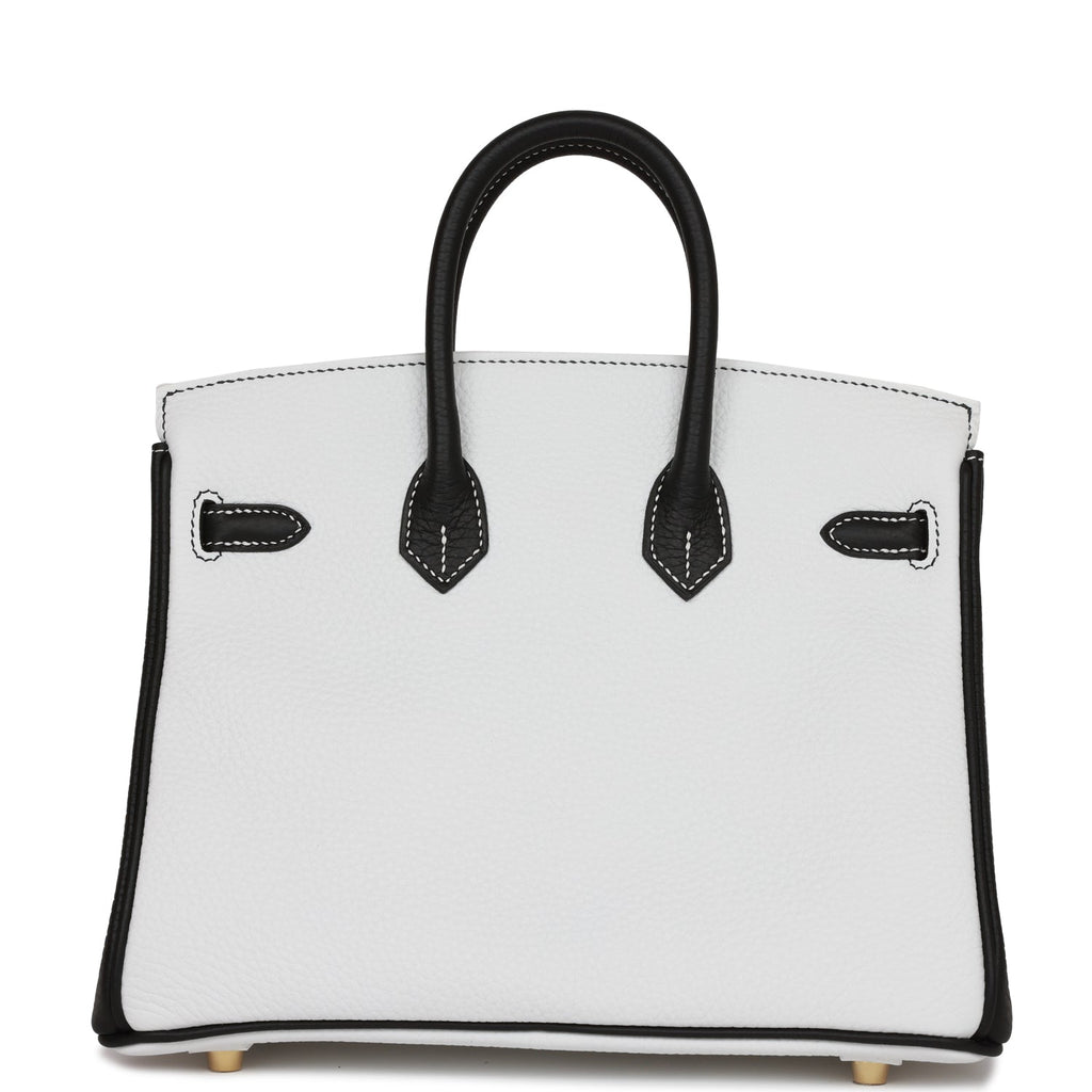 Hermes Special Order (HSS) Birkin 25 Black and White Clemence Gold Hardware
