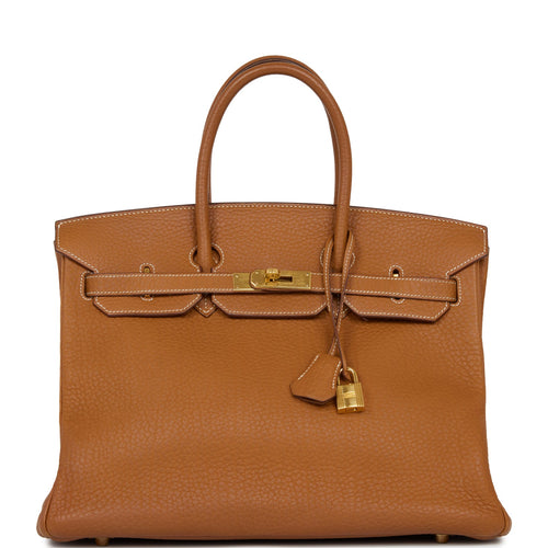 Pre-owned Hermes Birkin 35 Gold Togo Gold Hardware