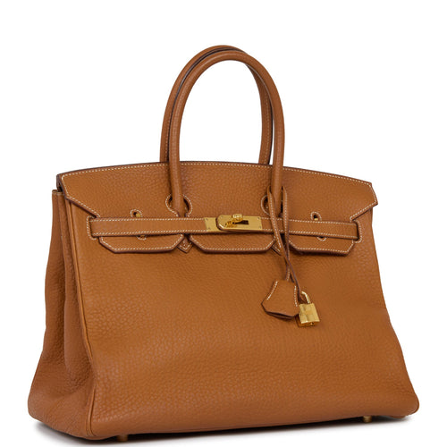 Pre-owned Hermes Birkin 35 Gold Togo Gold Hardware