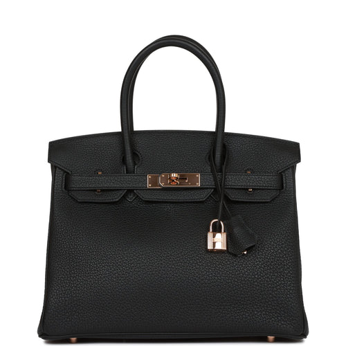 Pre-owned Hermes Birkin 30 Black Togo Rose Gold Hardware