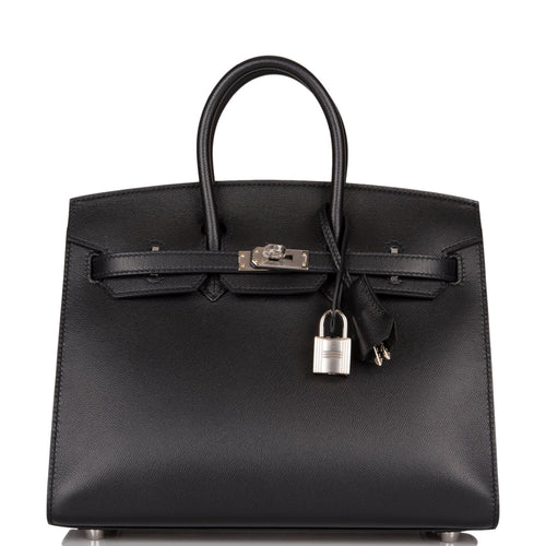 Hermes Birkin Sellier 25 Black Veau Madame Palladium Hardware