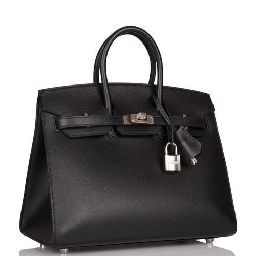 Hermes Birkin Sellier 25 Black Veau Madame Palladium Hardware