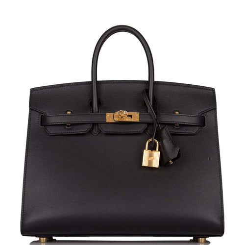Hermes Birkin Sellier 25 Black Veau Madame Gold Hardware