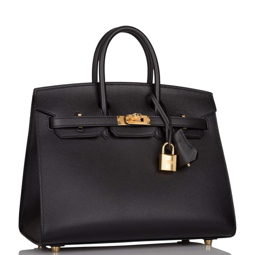 Hermes Birkin Sellier 25 Black Veau Madame Gold Hardware