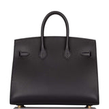 Hermes Birkin Sellier 25 Black Veau Madame Gold Hardware