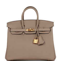 Hermes Birkin 25 Bag Gris Asphalte Novillo Leather Gold Hardware –  Mightychic