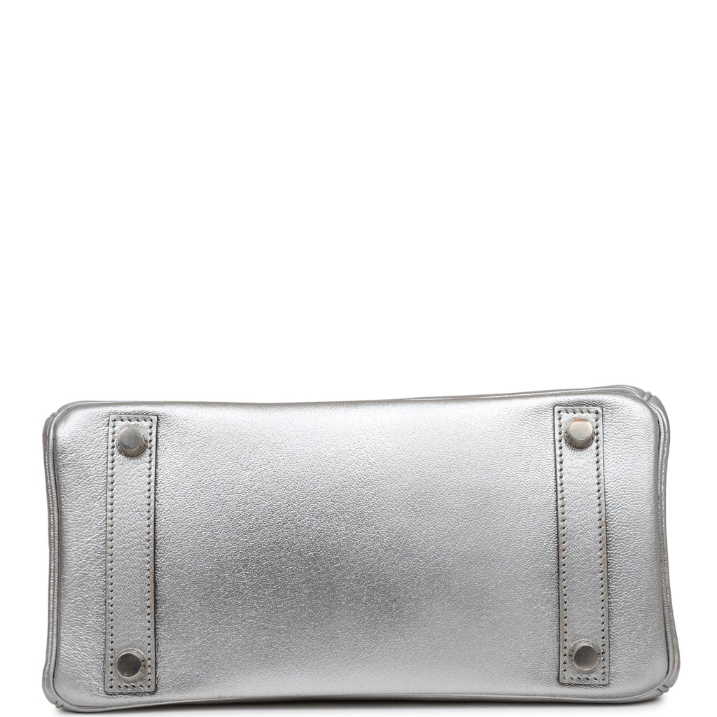 Hermes Limited Edition Birkin 30 Bag Silver Metallic Chevre Leather wi –  Mightychic
