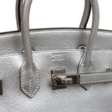 Hermes Silver Metallic Chevre Leather Birkin 30