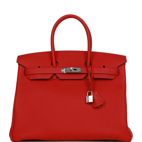 Hermes Birkin 35 Rouge Casaque Togo Palladium Hardware