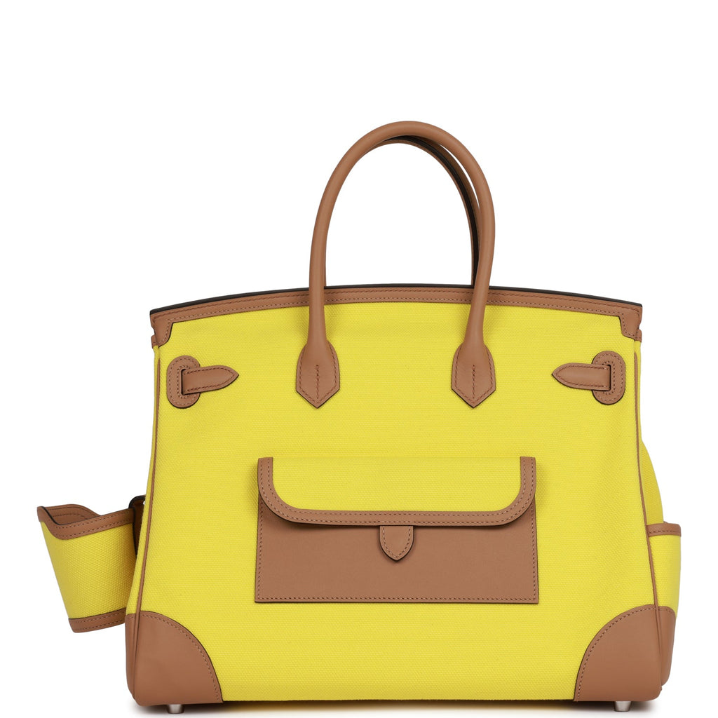Birkin cargo cloth handbag Hermès Yellow in Cloth - 34561609