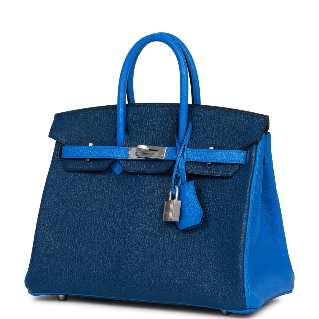 Hermes Birkin bag 30 Blue paon Chevre myzore goatskin Silver hardware