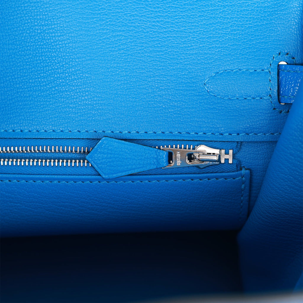 Hermes HSS Birkin 25 Bleu Hydra and Bleu Saphir Chevre Brushed Palladium  Hardware – Madison Avenue Couture