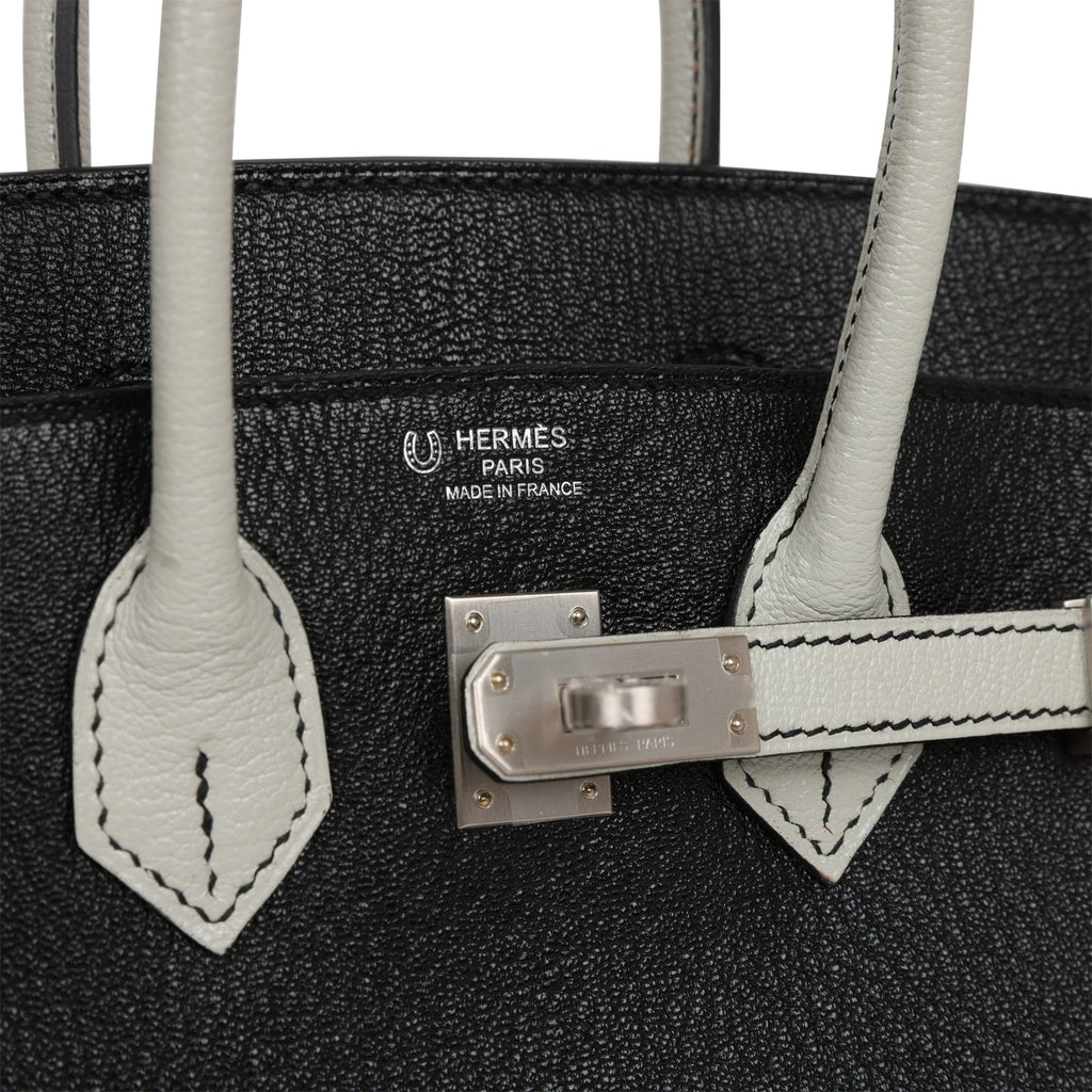 Hermes HSS Birkin 25 Black and Gris Perle Chèvre Brushed Palladium Hardware  – Madison Avenue Couture
